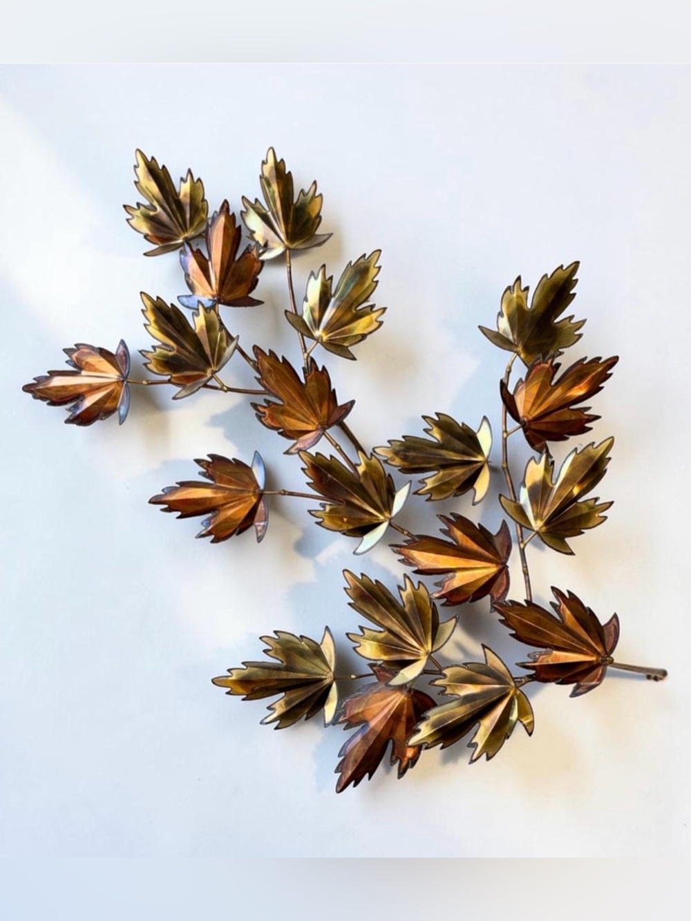 Vtg MCM Curtis Jere Brutalist Metal Maple Leaf Tree Wall Art Sculpture 37x28